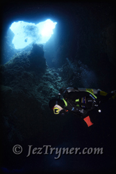 Divers in the blue holes, Palau, Micronesia, Pacific ocean, Asia