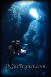 Divers in the blue holes, Palau, Micronesia, Pacific ocean, Asia