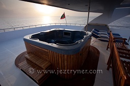 The jacuzzi on the sun deck, Sachika, North Ari atoll, Maldives, Indian Ocean, Asia.