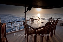 The back seating area, Sachika, North Ari atoll, Maldives, Indian Ocean, Asia.