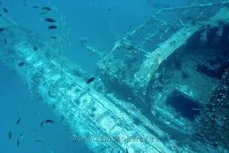 The superstructure from the surface, Sugar wreck, Pulau Perhentian, South China sea, Penninsular Malaysia, Asia